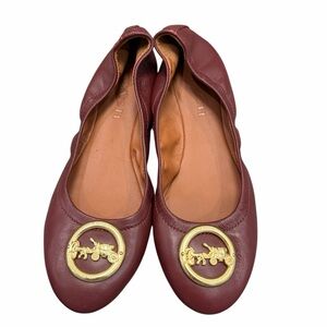 Coach Vagabond Burgundy Wine Leather Flats